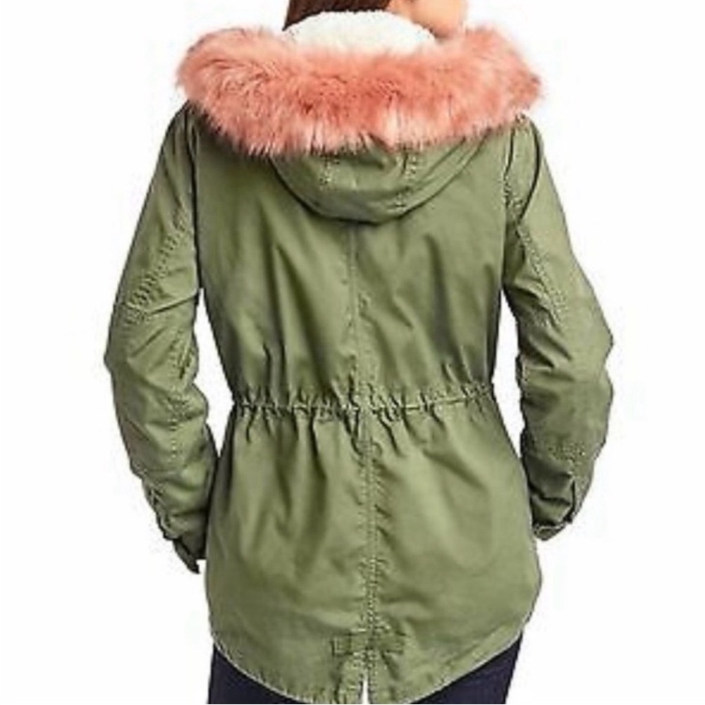 GAP Utility Jacket with Pink Fur Hood